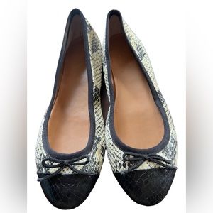 J. Crew Black & Cream Snakeskin Print Flats